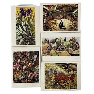 Nicholas Wilson Gouache Art Print Greeting Cards 5 - Animals, Birds , Fox, Quail